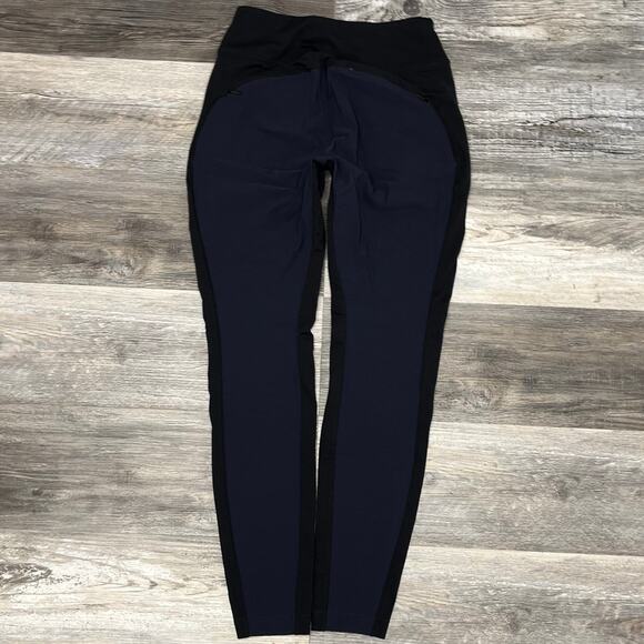 Athleta Highline Hybrid Summiter Tights Black Blue Womens 6 Workout Gym Leggings - Picture 2 of 11